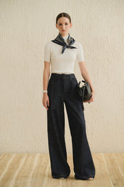 KASON TROUSERS WHITE DOT DENIM